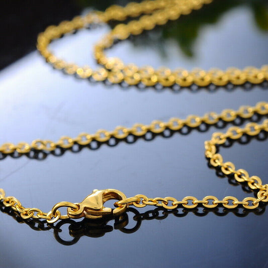 17"-23" Gold Plated Stainless Steel Hypoallergenic Mens Womens Chain Necklace