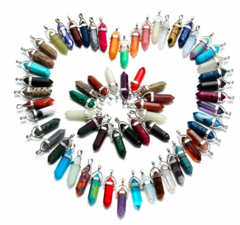 100 Quartz Crystal Point Healing Pendulum Gemstone Pendant Reiki Wholesale