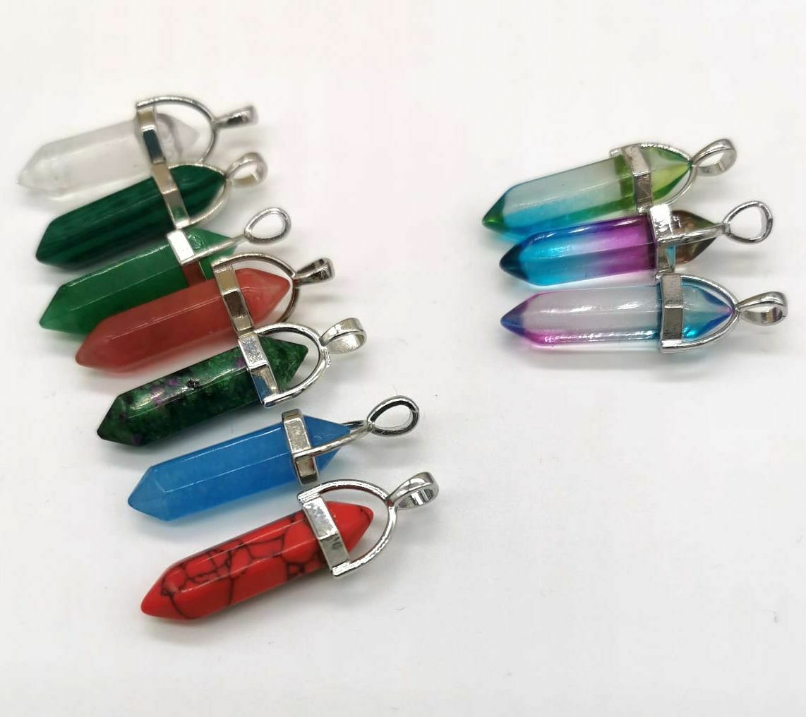 100 Quartz Crystal Point Healing Pendulum Gemstone Pendant Reiki Wholesale