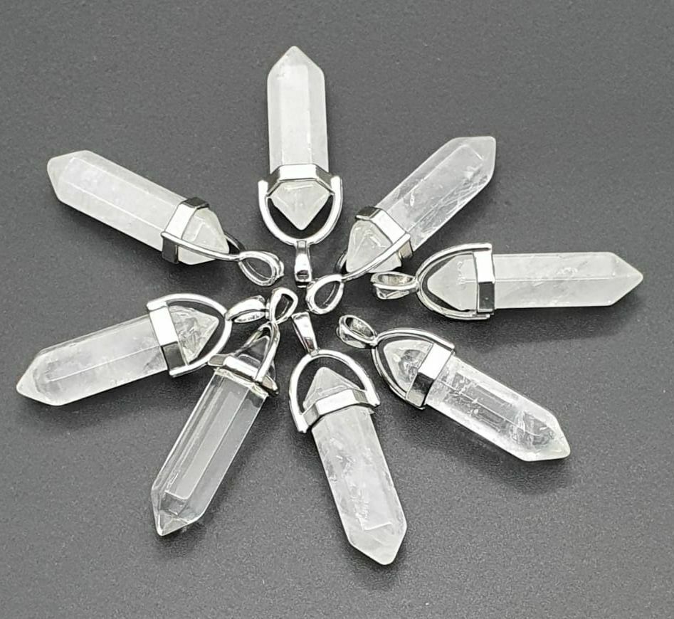 100 Quartz Crystal Point Healing Pendulum Gemstone Pendant Reiki Wholesale