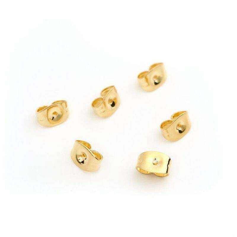 Gold Plated 304 Stainless Steel Earring Back Stopper Findings Butterfly-50 Pcs