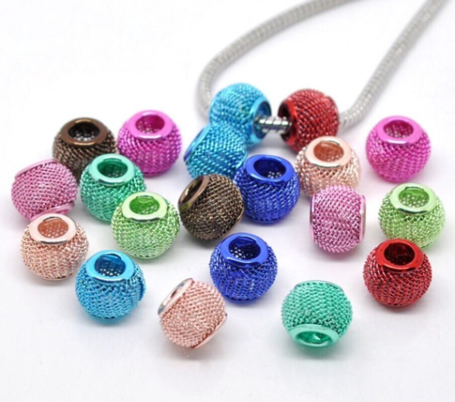 10 Euro Style Beads Mesh Hallow Round 12mm Random Color Mix