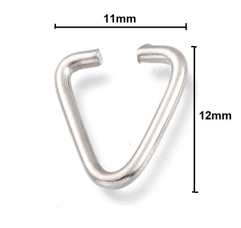 25 Stainless Steel Pendant Pinch Bails Clasps Triangle Silver Tone 12x11x1.5mm