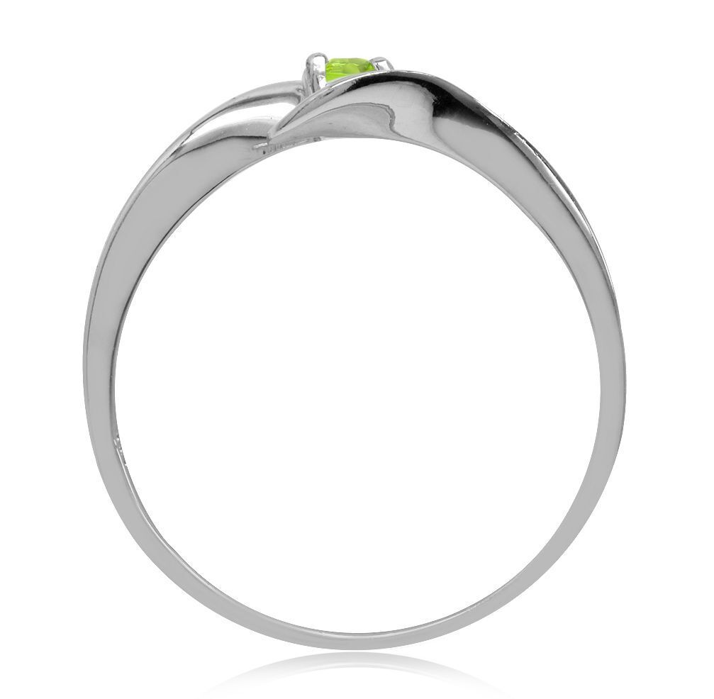Green Cubic Zirconia White Gold Plt 925 Sterling Silver Bypass Promise Ring- Size 9.5