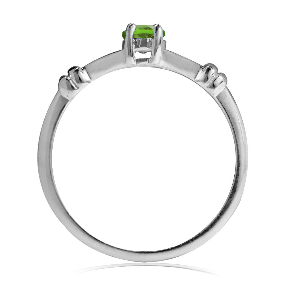 Genuine Natural Peridot 925 Sterling Silver Solitaire Ring