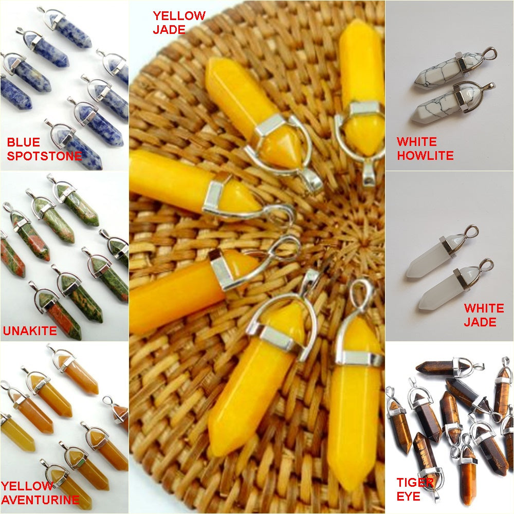 100 Quartz Crystal Point Healing Pendulum Gemstone Pendant Reiki Wholesale