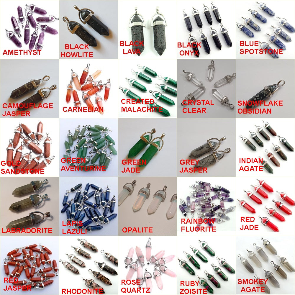 100 Quartz Crystal Point Healing Pendulum Gemstone Pendant Reiki Wholesale