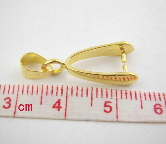 5 Gold Plated Pendant Pinch Bails Clasps 25mm(1") x 8mm( 3/8")