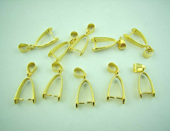 5 Gold Plated Pendant Pinch Bails Clasps 25mm(1") x 8mm( 3/8")