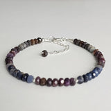 Genuine Natural Ruby & Blue Sapphire 925 Solid Sterling Silver Bracelet