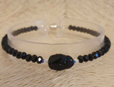 Swarovski Scarabeum Black Spinel Gemstone Sterling Silver 6.5" Bracelet