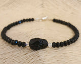 Swarovski Scarabeum Black Spinel Gemstone Sterling Silver 6.5" Bracelet