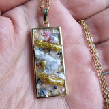 Raw Agate Druzy Quartz Pendant Gold Plated Stainless Steel Chain Necklace-A7