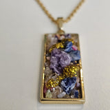 Raw Agate Druzy Quartz Pendant Gold Plated Stainless Steel Chain Necklace-A6