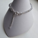 925 Sterling Silver & Fine Labradorite Beads Bracelet with Extender Chain 6.5"