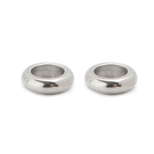 2xStainless Steel Casting Spacer Bead Rondelle Silver Tone 10x3mm, 6.2 mm hole
