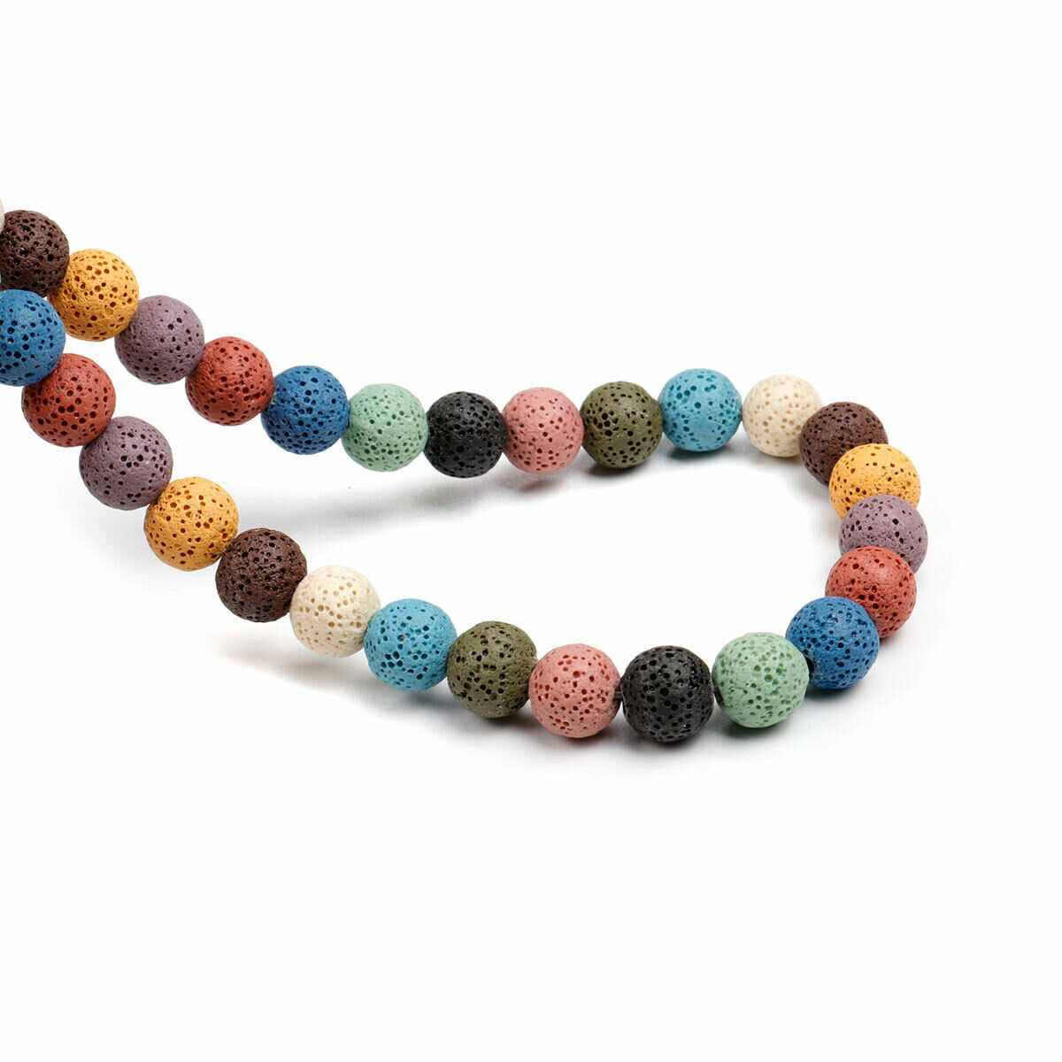 6-12mm Natural Lava Rock Round Beads Colormix -14.5" strand