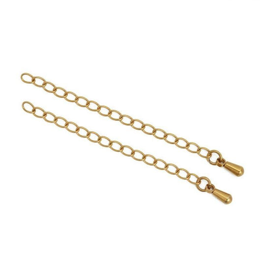 2 Pcs Stainless Steel 6cm Extender Chain For Jewelry Necklace Bracelet Gold Plt