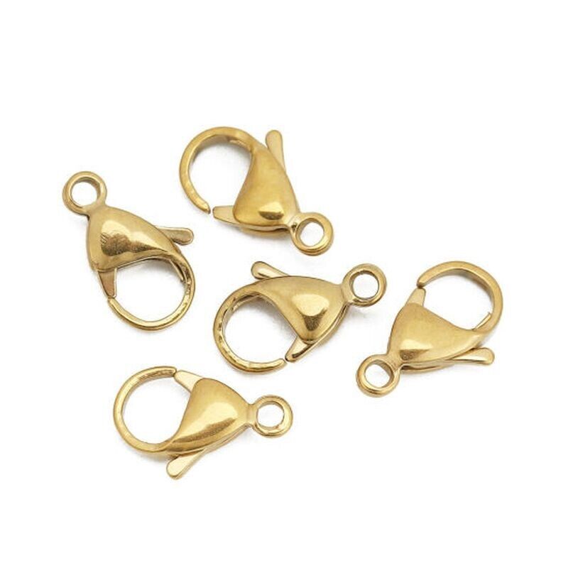5 Stainless Steel Large Lobster Clasp Findings Gold Plated 15x9mm( 5/8"x 3/8")