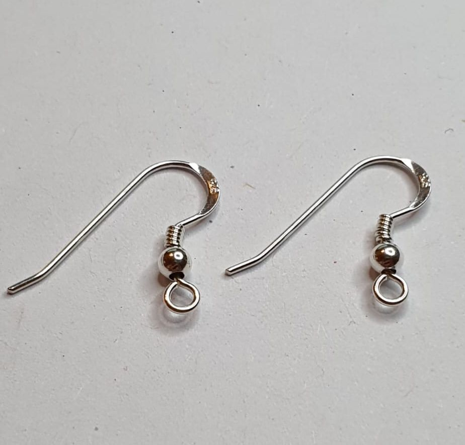 925 Sterling Silver Earrings Fish Hooks with Ball and Spring
