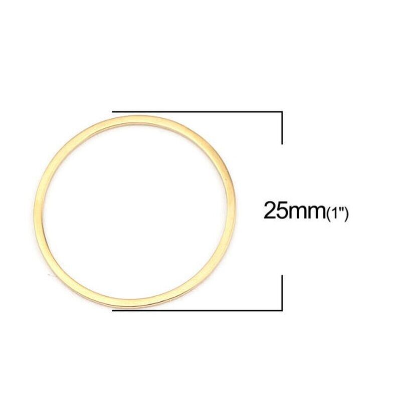 5 Pcs Gold Plated Stainless Steel Connector 25mm Circle Ring Jewellery Findings