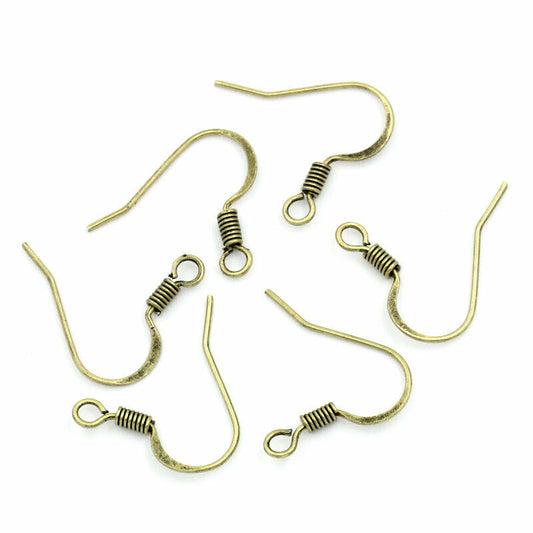 100 Ear Wire Hooks Earring Findings Antique Bronze 17mm( 5/8") x 15.5mm( 5/8")