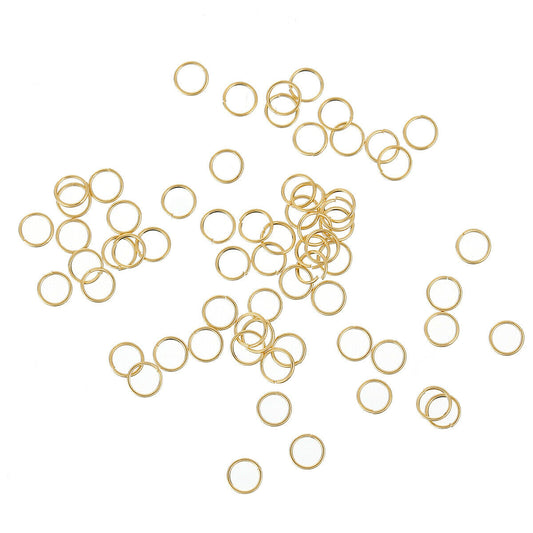 50 Stainless Steel Opened Jump Rings Findings Round Gold Plated 3.5mm(1/8")