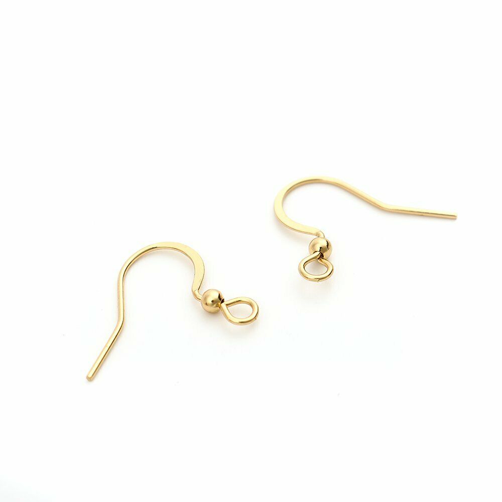 10Pcs -5 Pairs Stainless Steel 18K Gold Plated Fish Hook Earring Earwires Crafting