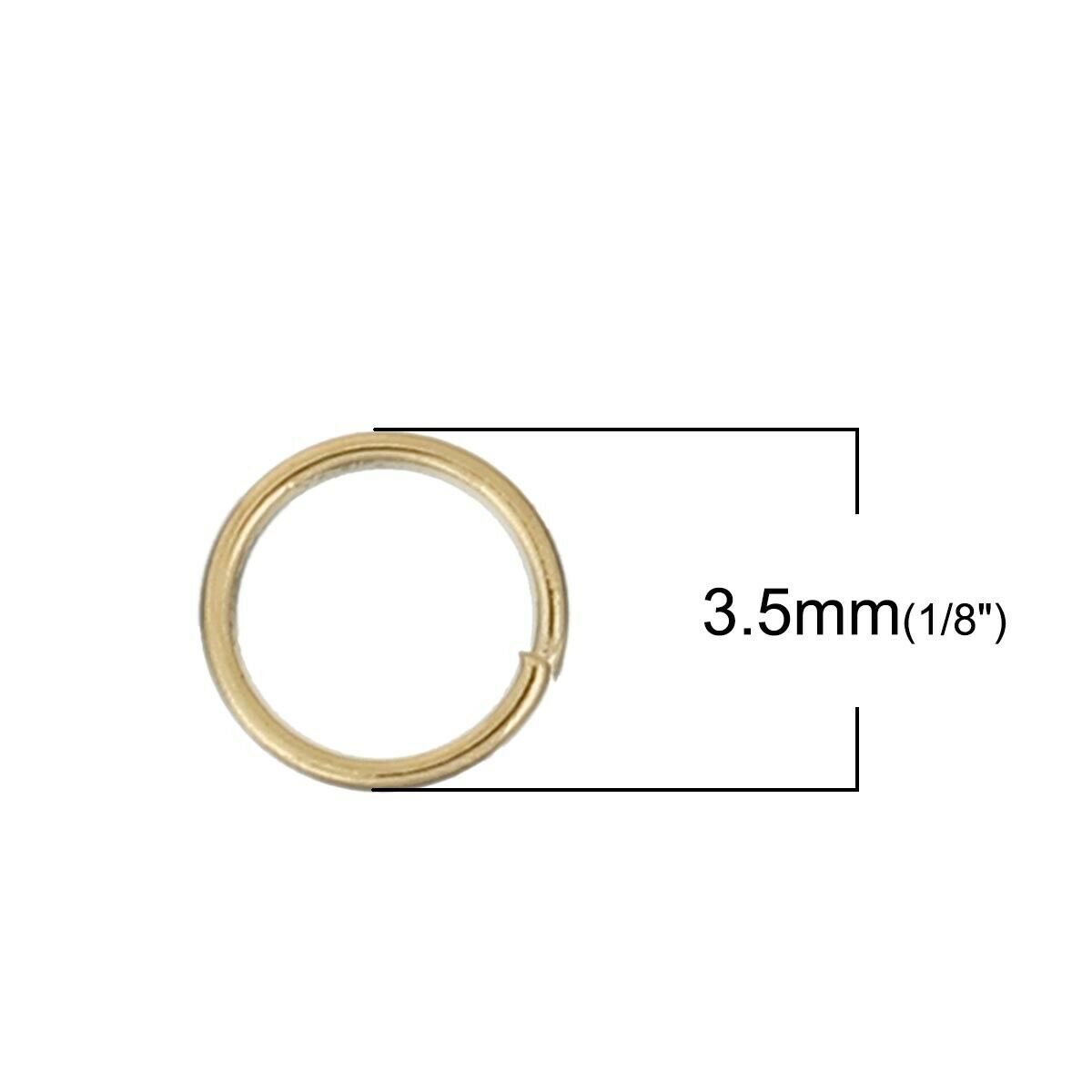 50 Stainless Steel Opened Jump Rings Findings Round Gold Plated 3.5mm(1/8")