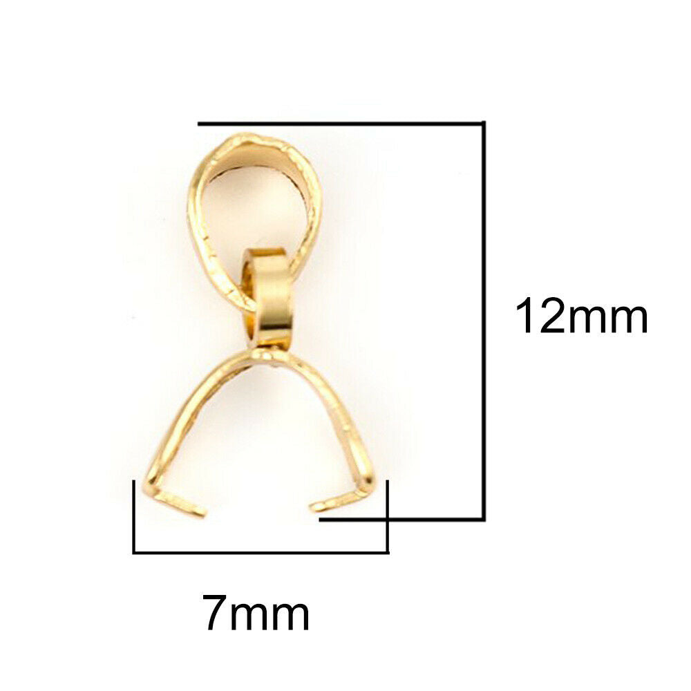 10 Stainless Steel Small Pendant Pinch Bails Clasps U-shaped Gold Plated 12x7mm