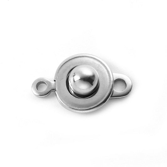 3 Stainless Steel Toggle Clasps Round Silver Tone 16mm( 5/8") x 10mm( 3/8")
