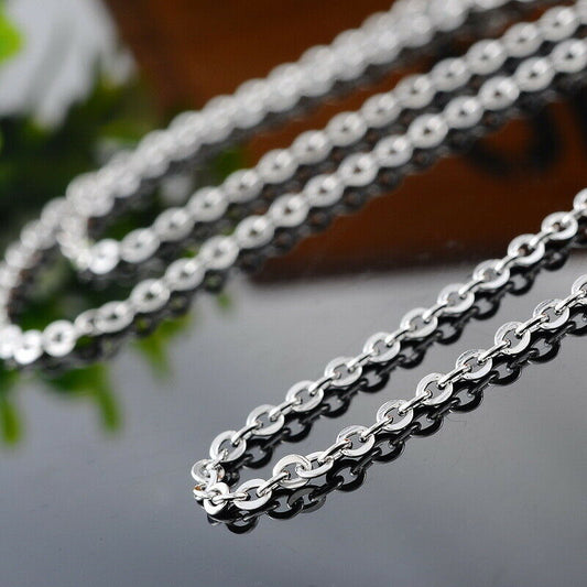 17"-27" Silver Stainless Steel Hypoallergenic Mens Womens Chain Necklace