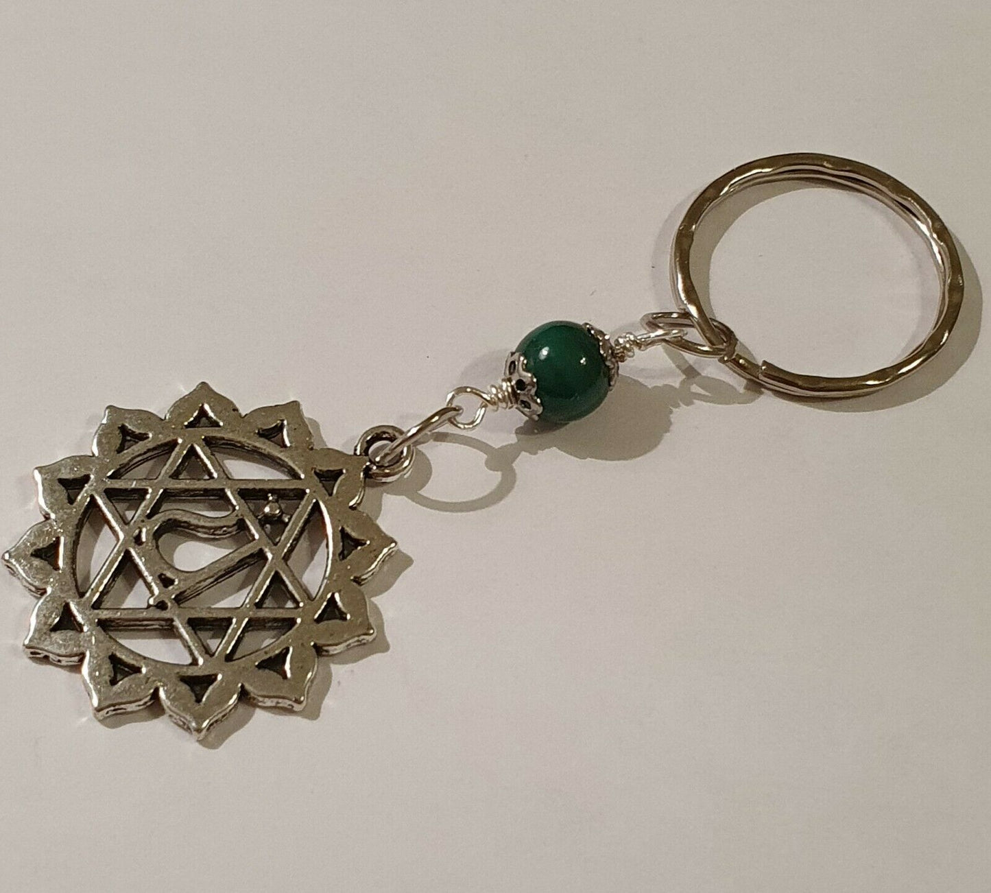 Chakra Symbol Key Ring with Natural Gemstone Yoga Reiki Keyring