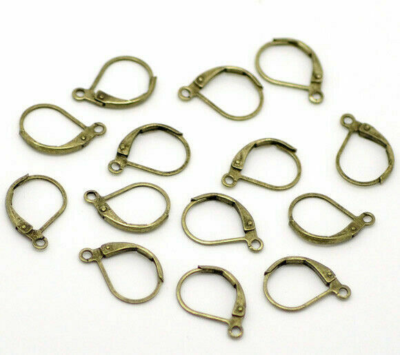 60 Pcs (30 Pairs)Antique Bronze over Copper LeverBack Clips Earring Findings 16x10mm