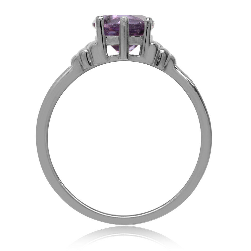1.17ct. Genuine Amethyst 925 Sterling Silver Engagement Ring