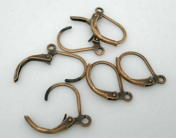 10 Copper Lever Back Clips Earring Findings Antique Copper 16x10mm