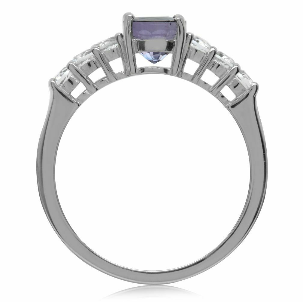 Color Change Alexandrite Doublet & White Topaz 925 Silver Engagement Ring-Size 9