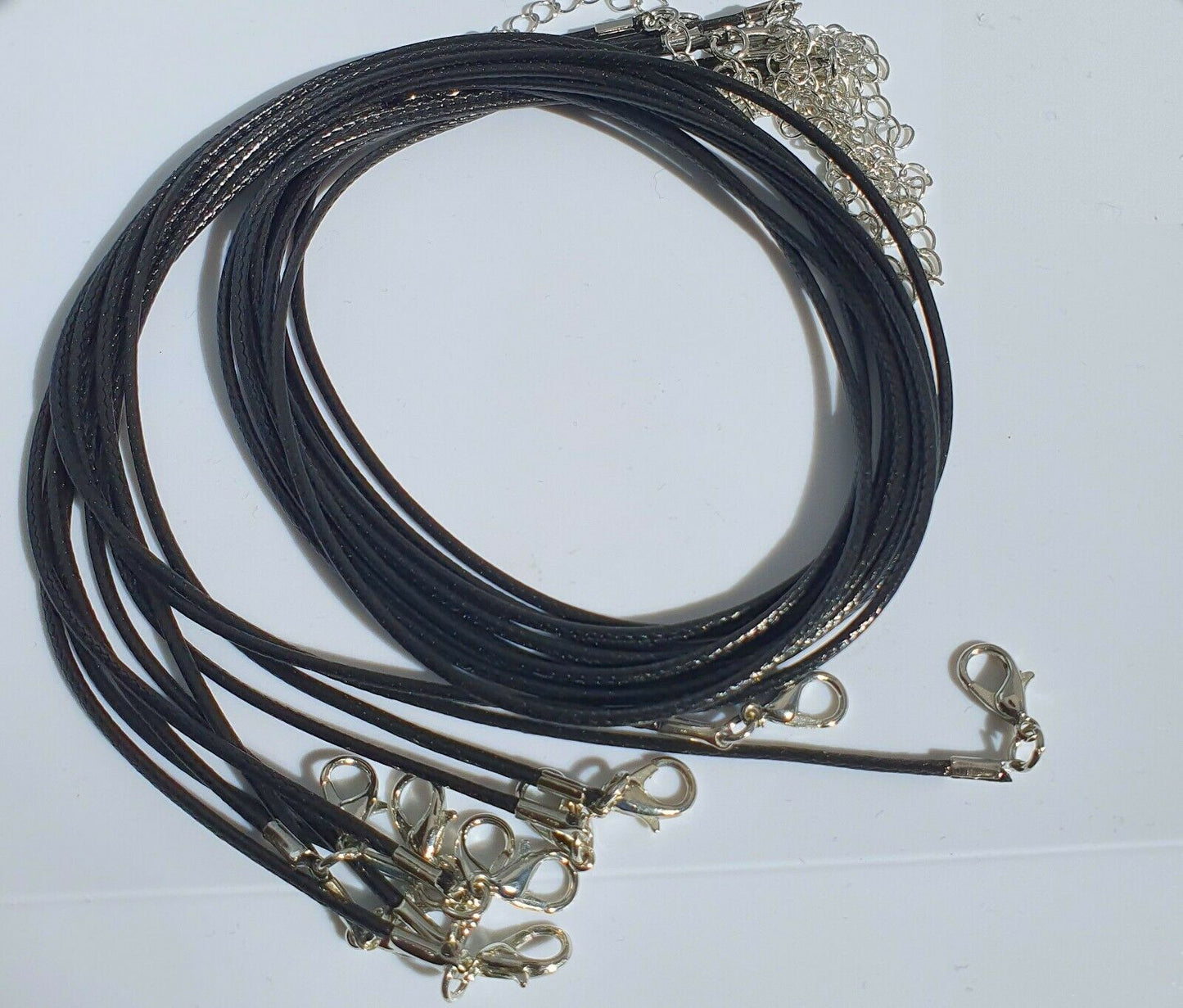 63cm(25") Long Black Faux Leather Cord with Clasp Necklace String for Pendants