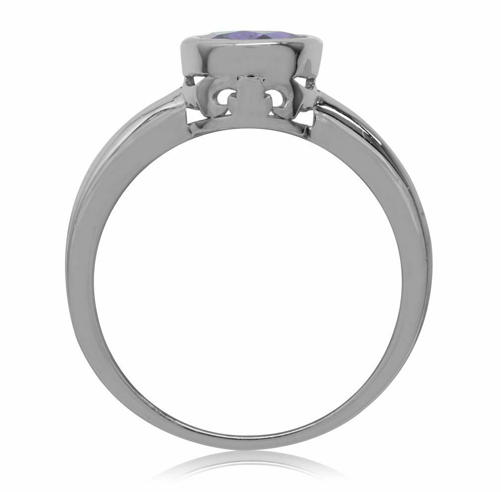 7MM Round Natural African Amethyst 925 Sterling Silver Solitair Ring