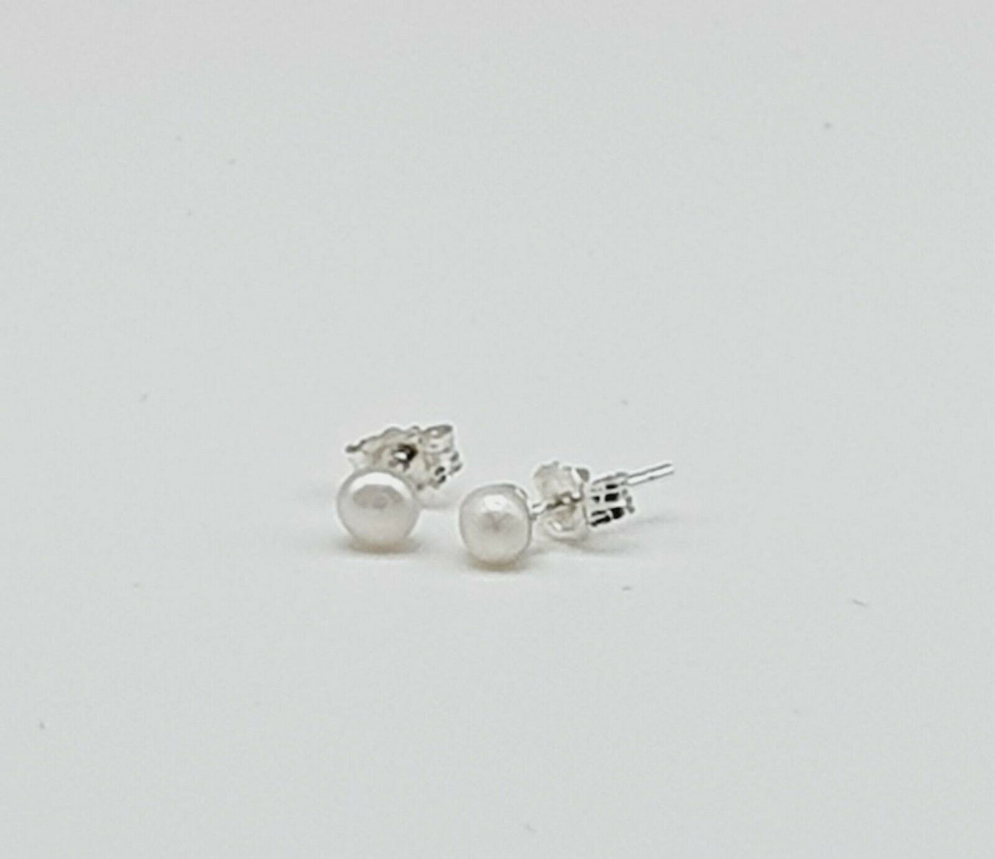 AAA Natural Freshwater Pearl Stud, Wedding Earrings 925 Sterling Silver 3mm, 4mm