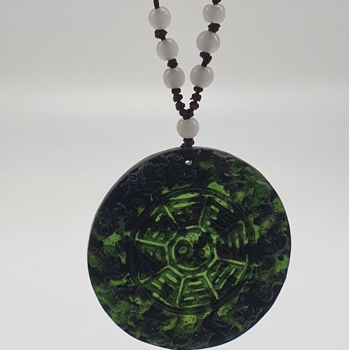 Obsidian Carved Zodiac Gossip Fengshui Amulet Pendant adjustable cord Necklace