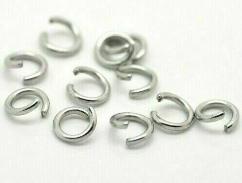 100 Pcs Stainless Steel Open Jump Rings Findings Round Silver Tone 6mm(2/8")