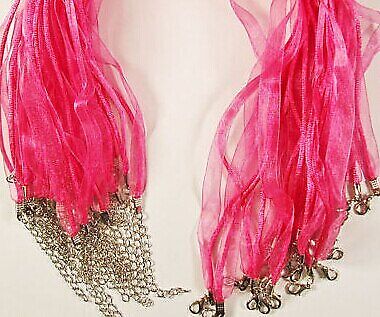 Organza Ribbon & 3 Cotton Cords Necklace with Lobster Clasp, Jewellery Craft 16"