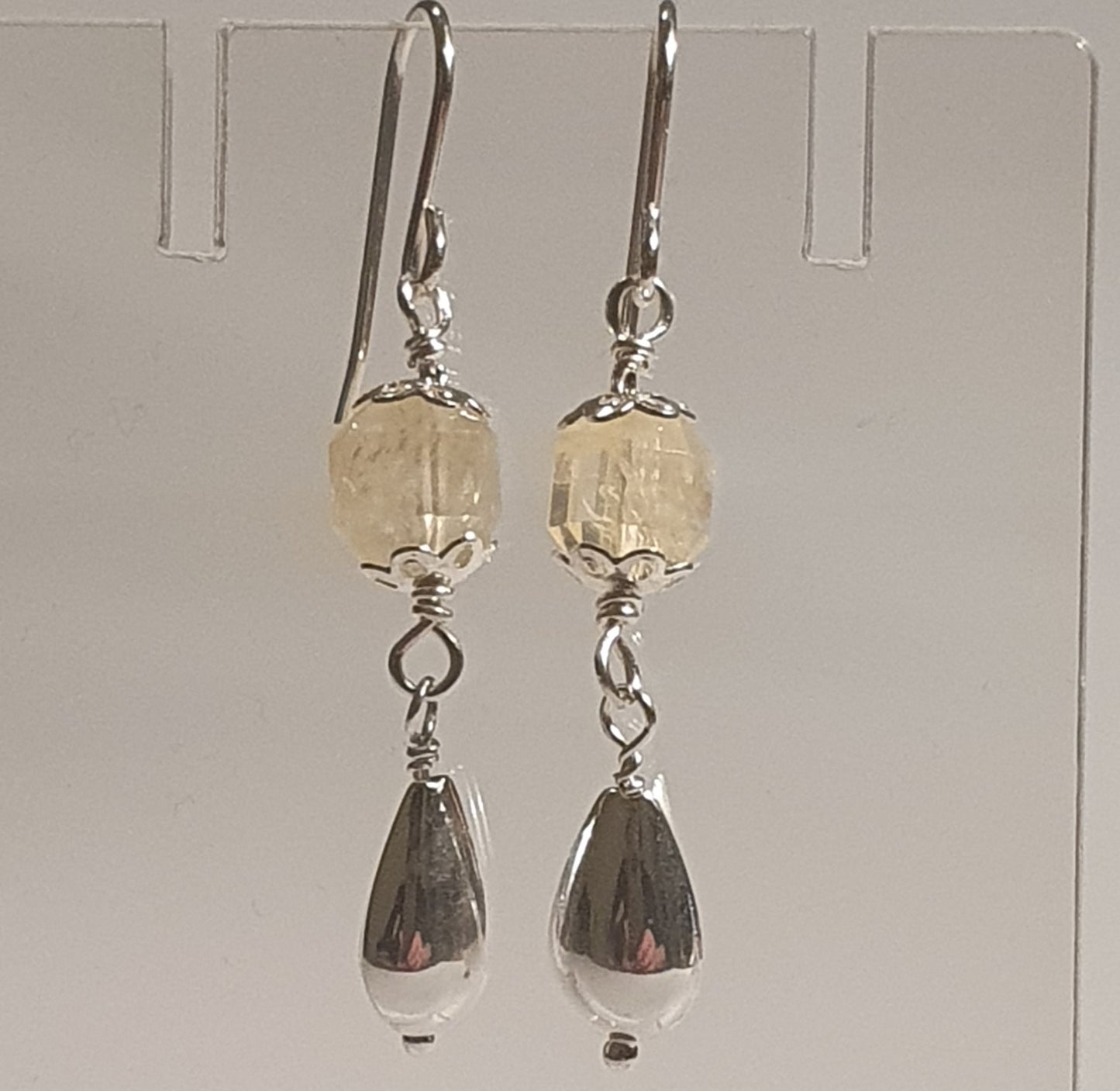 Faceted Citrine 925 Sterling Silver Long Drop Earrings