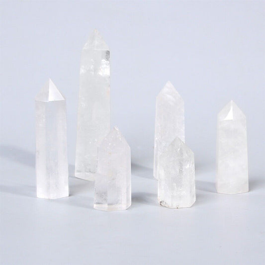 Rock Quartz Natural Crystal Hexagonal Column Wand Pillar Point Healing Stone