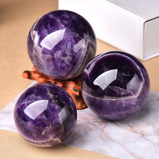 Amethyst Ball Polished Globe Sphere Reiki Healing Stone Home Decoration- 1 pcs