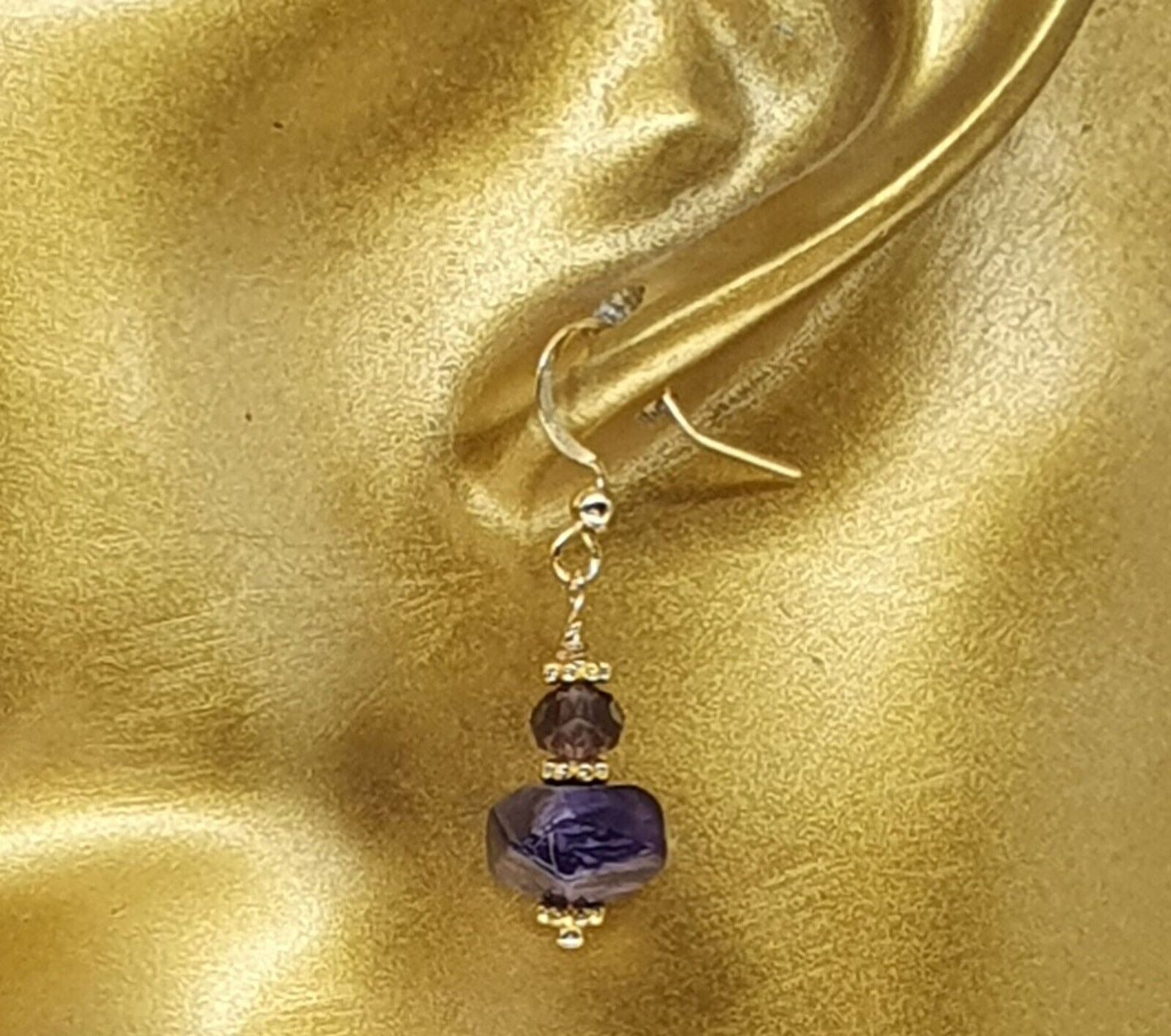 Natural Amethyst 18K Gold Plated Handmade Artisan Earrings