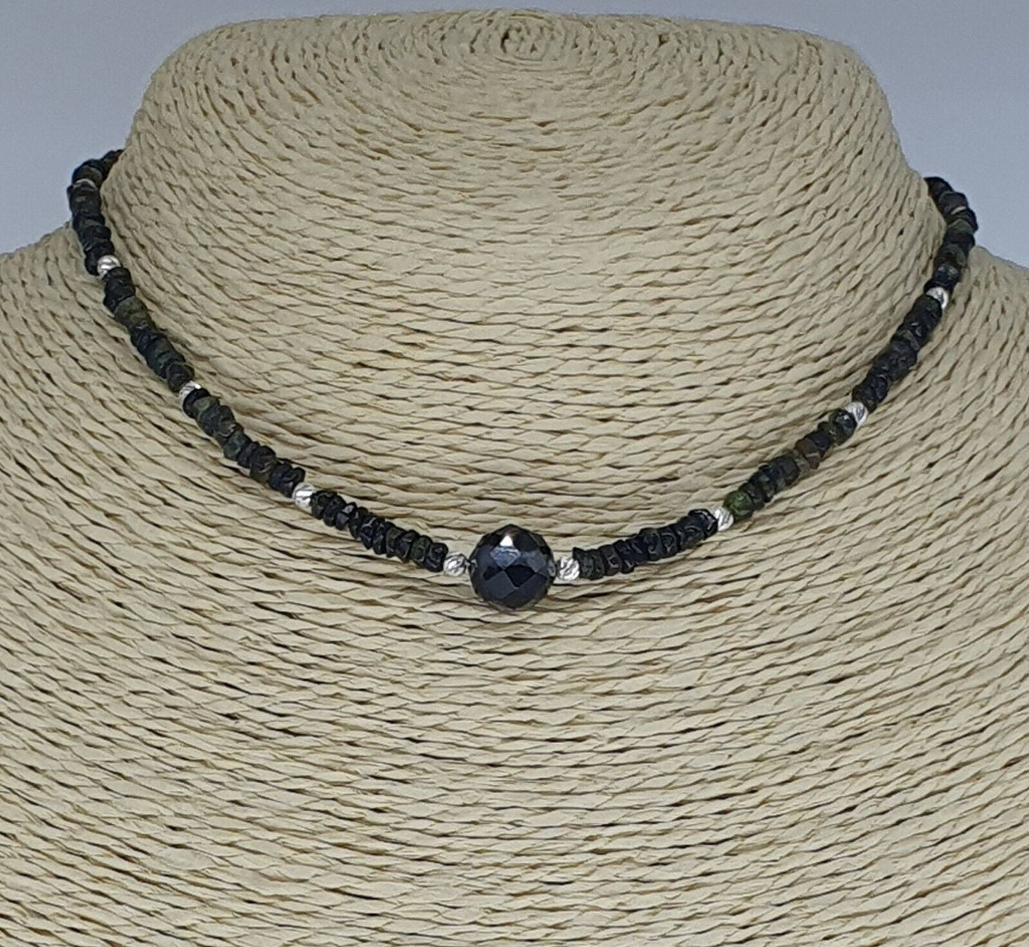 Black Tourmaline 925 Sterling Silver / Gold Fill Choker Necklace Handmade