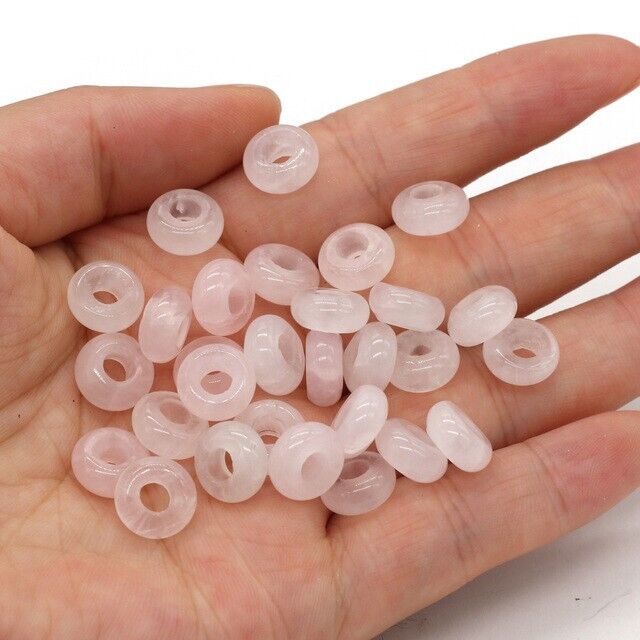 10 x European Large Hole Gemstone Abacus Donut Charm Beads Jewelry Making