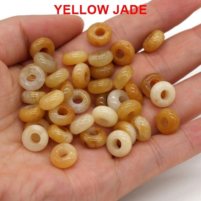 10 x European Large Hole Gemstone Abacus Donut Charm Beads Jewelry Making